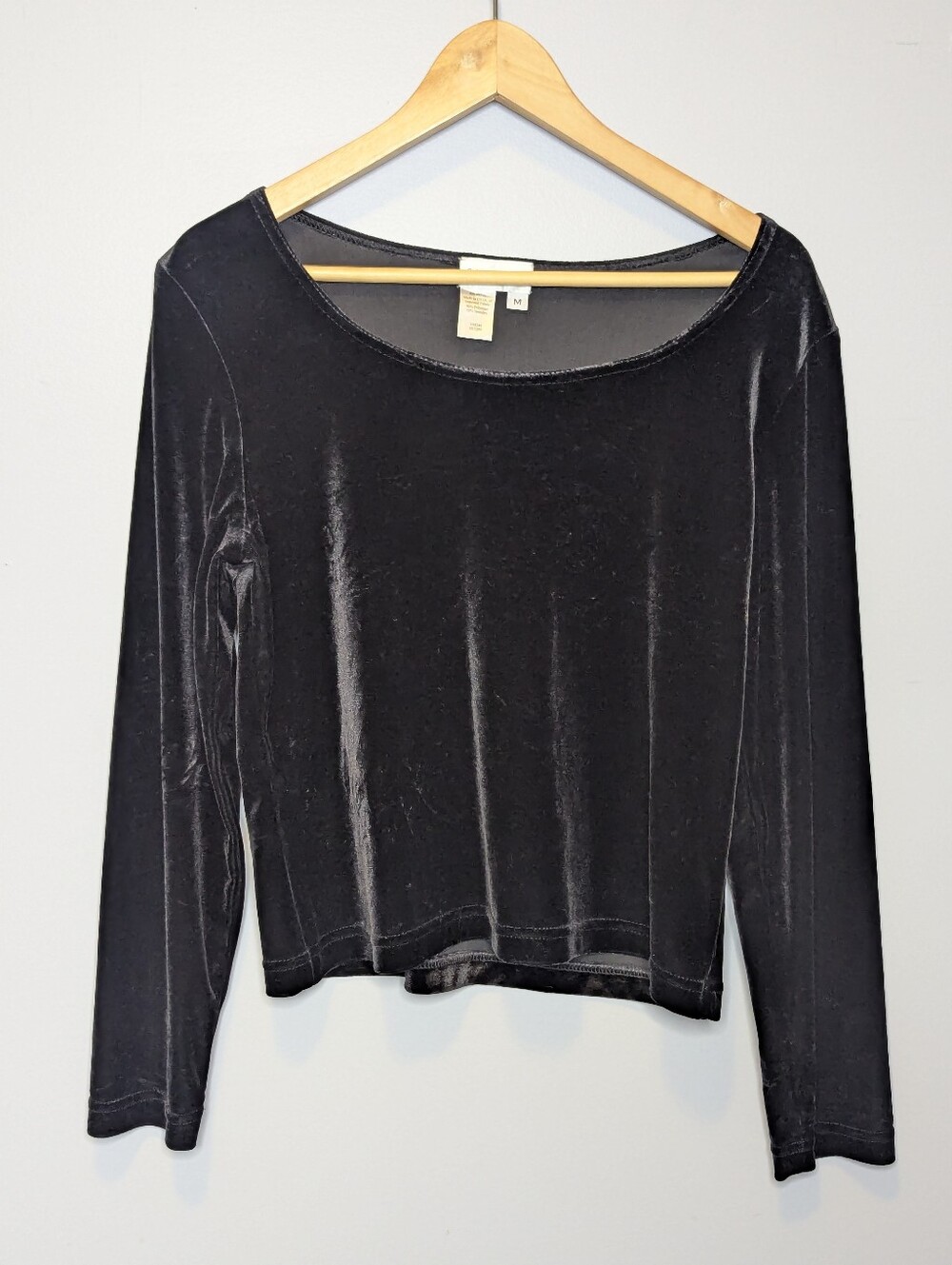Vintage Coldwater Creek Black Velvet Scoop Neck Top Made in USA - Size M